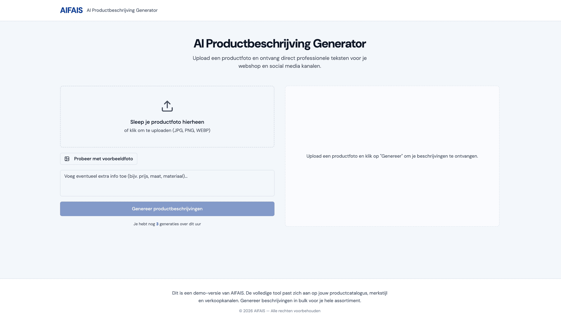 AI Productbeschrijving Generator