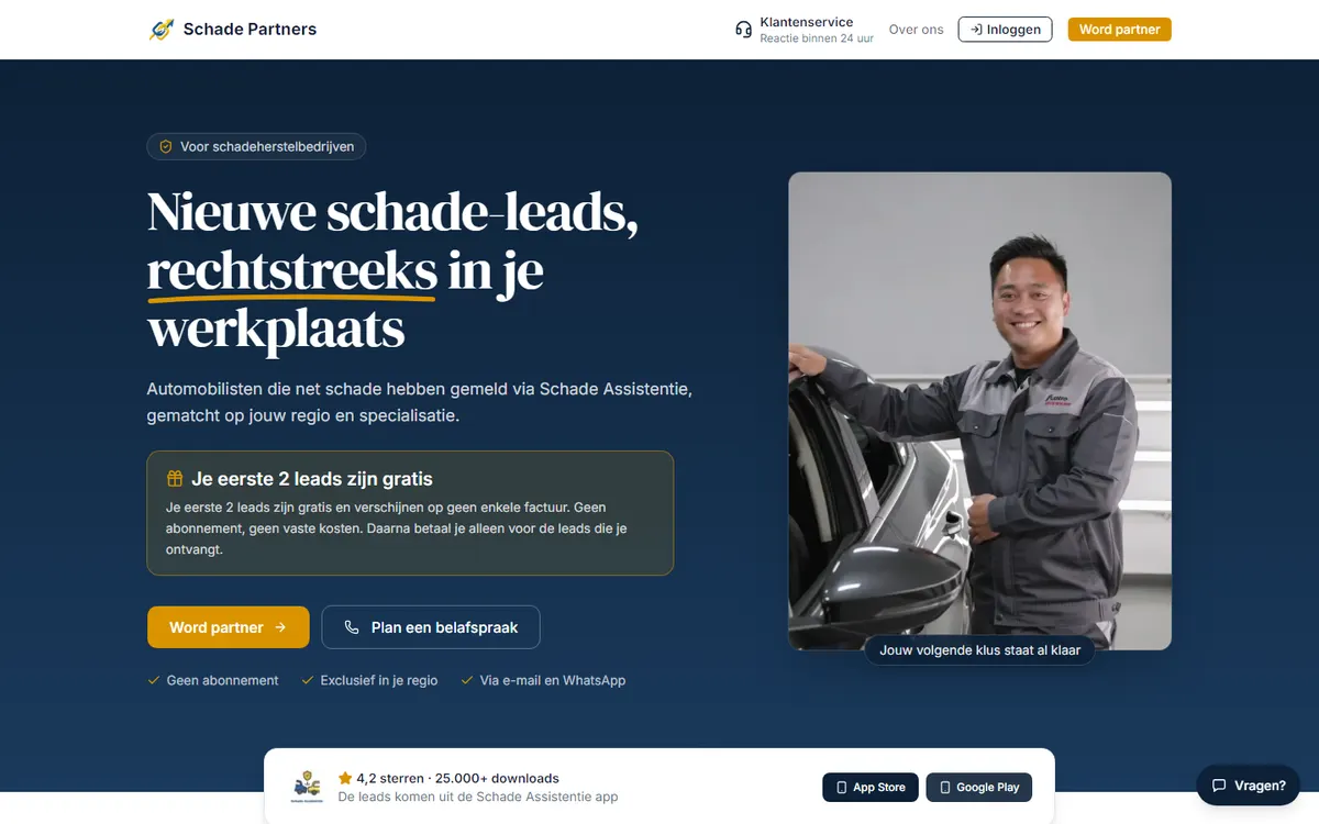 Schade Partners: B2B leadplatform, schadeherstel