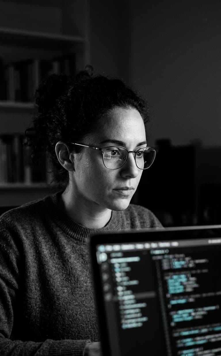 Ontwikkelaar geconcentreerd aan het coderen